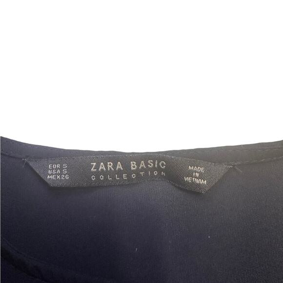 Zara Basic Collection Navy Blue, Red & White Blouse Size Small Striped  Sleeve - Picture 2 of 5